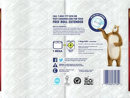 Charmin Ultra Strong Toilet Paper, 4 Mega Rolls = 16 Regular Rolls