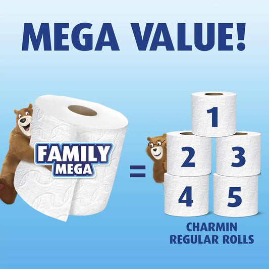 Charmin Ultra Soft Cushiony Touch Toilet Paper, 6 Family Mega Rolls = 30 Regular Rolls (Prime Pantry)
