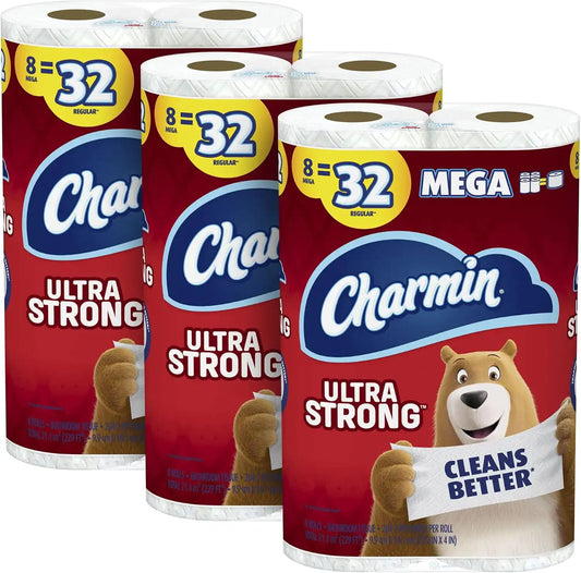 Charmin Ultra Strong Mega Roll 2-Ply Toilet Paper, 264 Sheets Per Roll, 8 Rolls Per Pack, Carton Of 3 Packs
