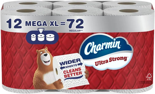 Charmin Toilet Paper Ultra Strong, 12 Mega XL Rolls = 72 Regular Rolls, 2-ply Bath Tissue