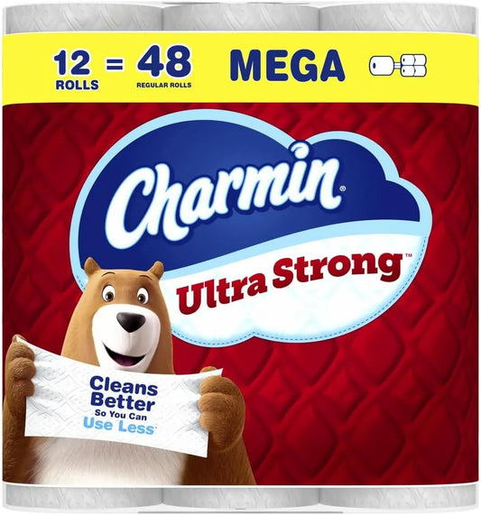 Charmin Toilet Paper Ultra Strong, 12 Mega Rolls = 48 Regular Rolls, 2-ply Bath Tissue
