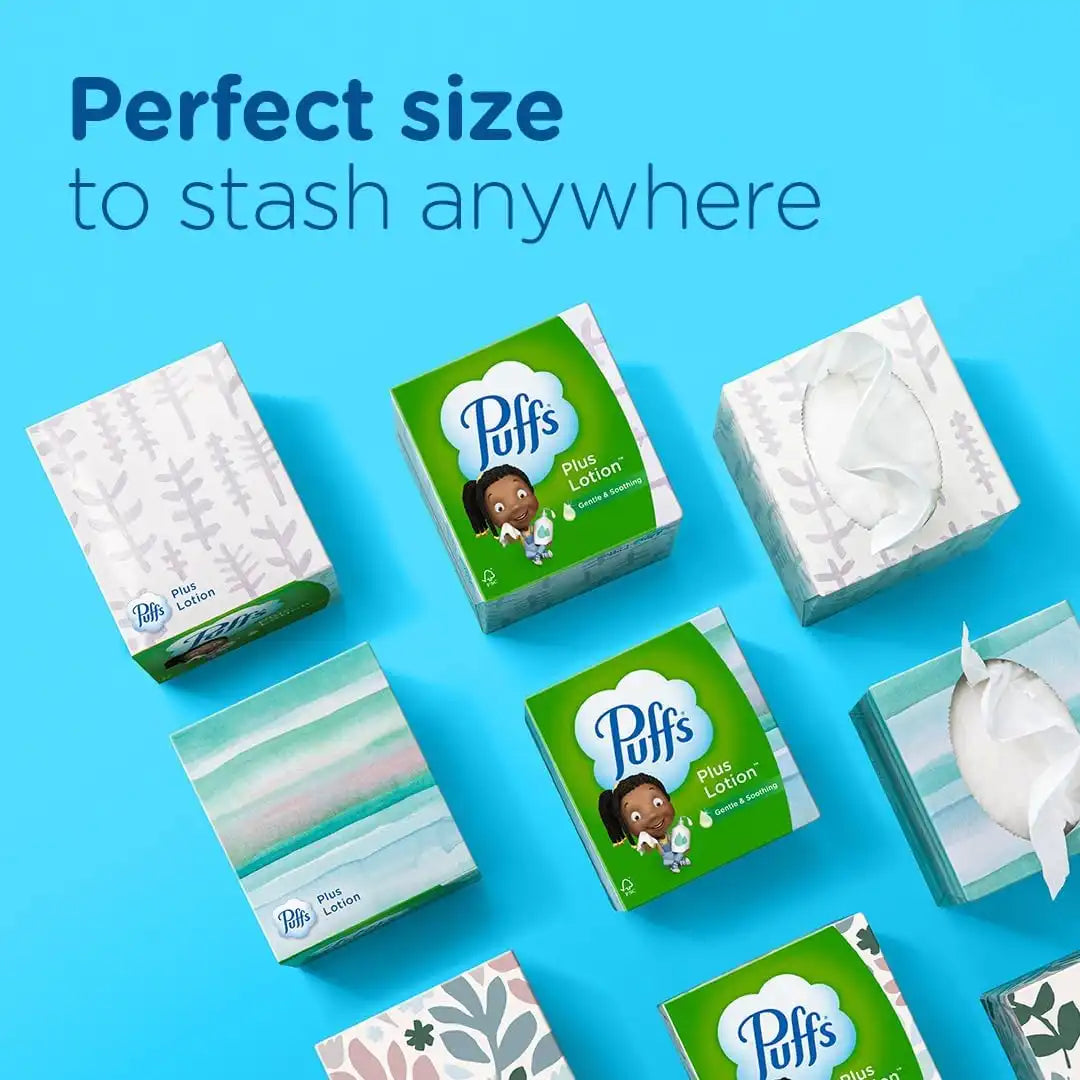 Puffs Plus Lotion Facial Tissues, 4 Family Boxes, 124 tissues per box (Pack of 2)