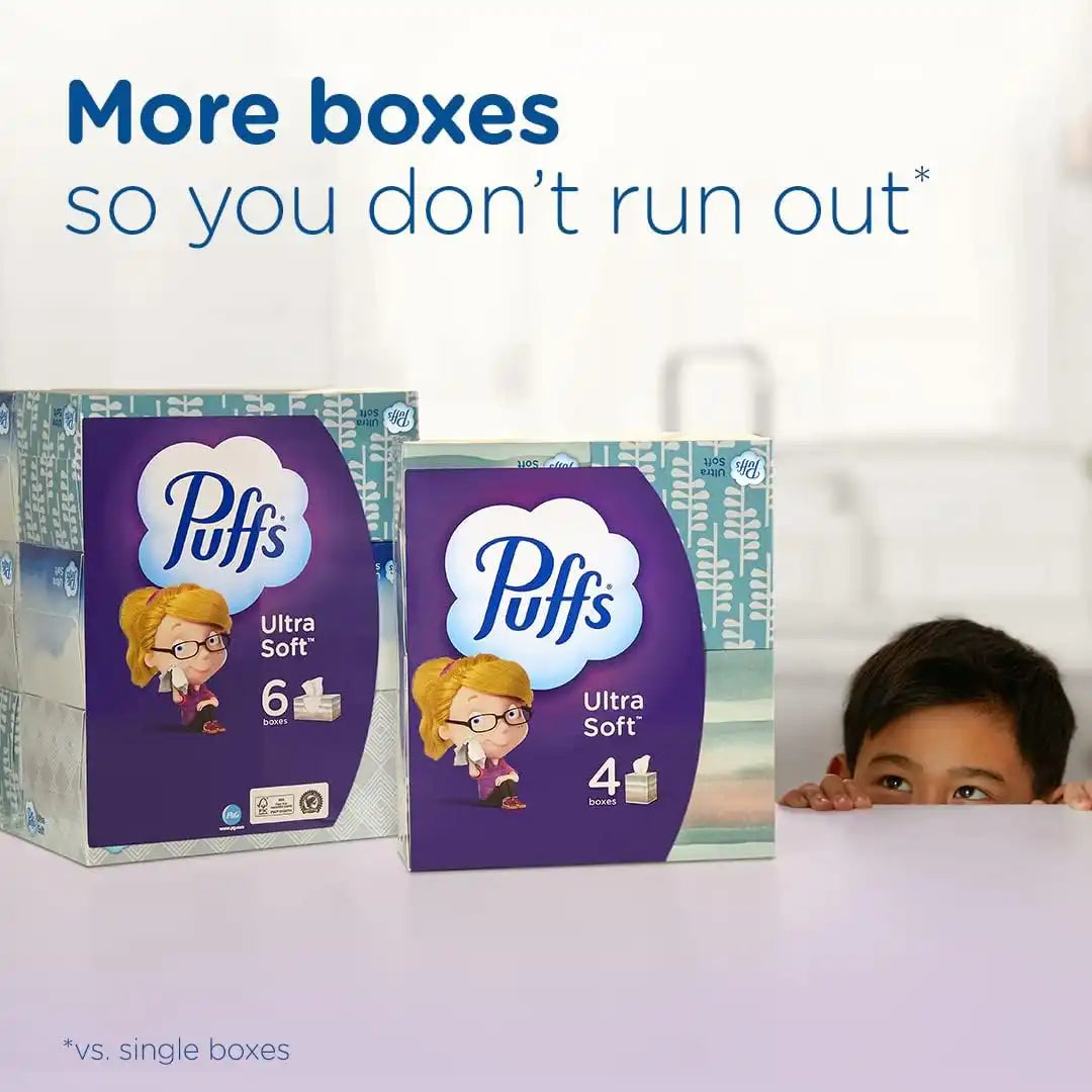 Puffs Facial Tissues Ultra Soft, 1 Cube Box, 48 Facial Tissues per Box, Allergies and Colds (Packaging May Vary)