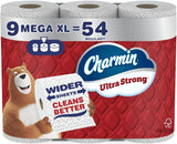 Charmin Toilet Paper Ultra Strong, 9 Mega XL Rolls = 54 Regular Rolls, 2-ply Bath Tissue