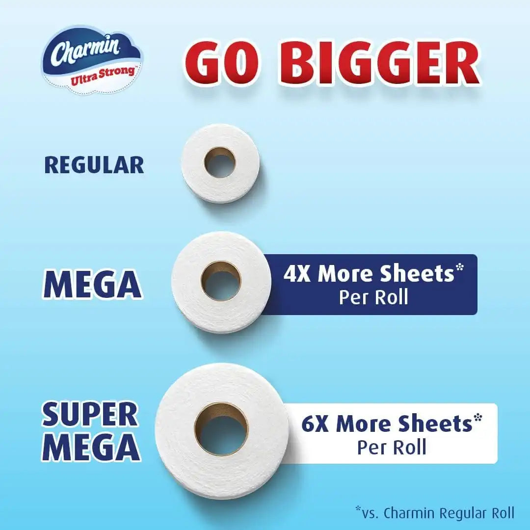 Charmin Ultra Strong Toilet Paper 12 Mega XL Rolls, 363 Sheets Per Roll (Packaging May Vary)