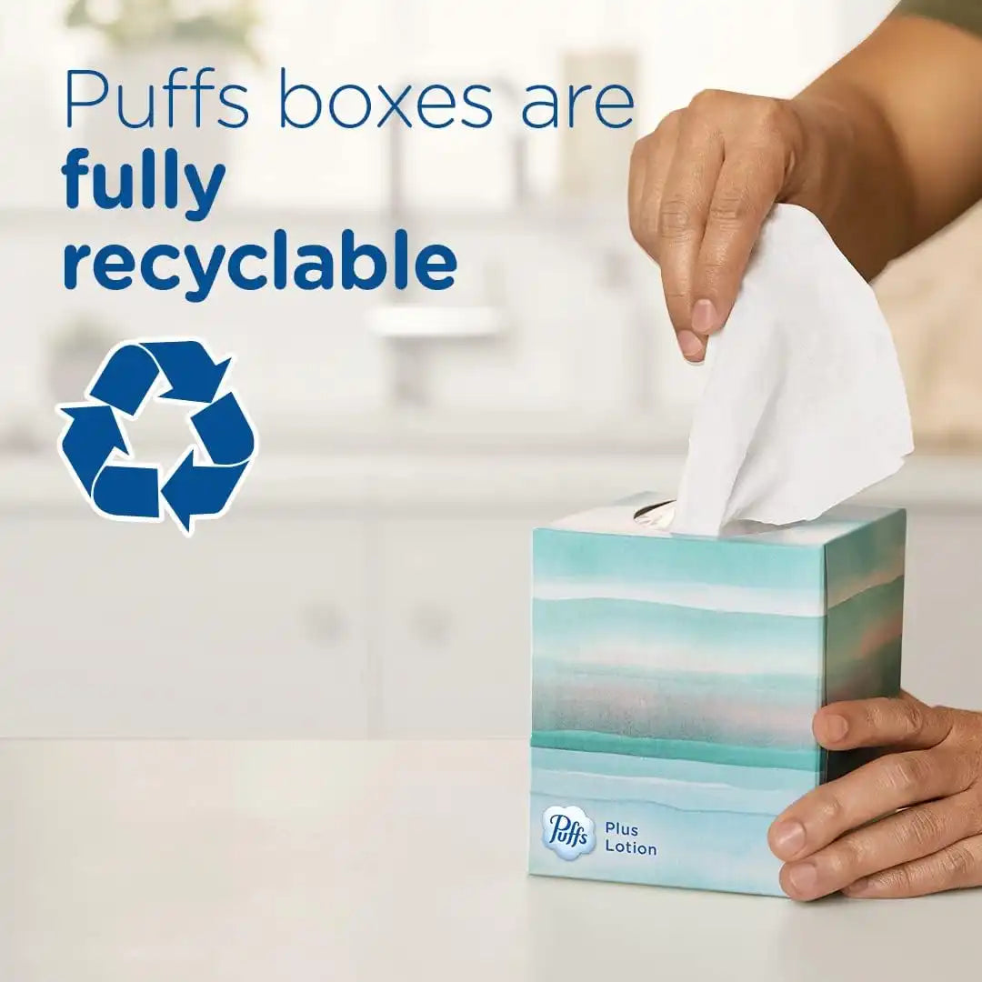 Puffs Plus Lotion with Vicks Facial Tissues, 4 Cubes, 48 Tissues per Box (Pack of 2)