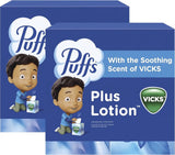 Puffs Plus Lotion with Vicks Facial Tissues, 4 Cubes, 48 Tissues per Box (Pack of 2)