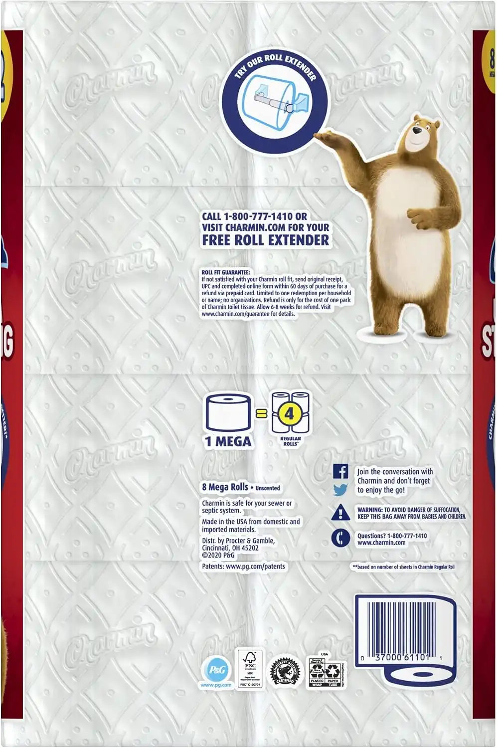 Charmin Ultra Strong Mega Roll 2-Ply Toilet Paper, 264 Sheets Per Roll, 8 Rolls Per Pack, Carton Of 3 Packs