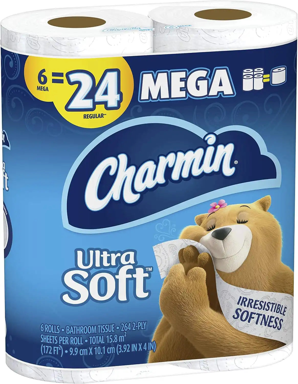 Charmin Ultra Soft Toilet Paper, 6 Mega Rolls = 24 Regular Rolls