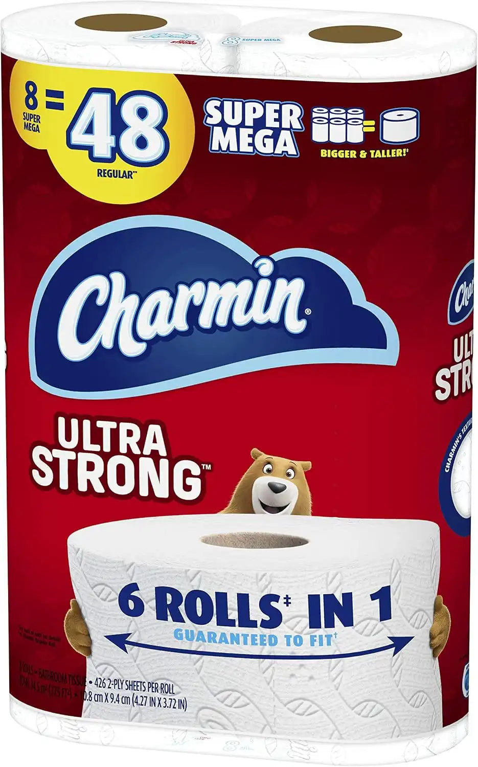 Charmin Ultra Strong Toilet Paper, Super Mega Roll, 8 Count of 426 2-Ply Sheets Per Roll