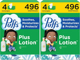 Puffs Plus Lotion Facial Tissues, 4 Family Boxes, 124 tissues per box (Pack of 2)