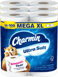 Charmin Ultra Soft Toilet Paper 18 Super Mega Rolls = 108 Regular Rolls