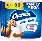 Charmin Ultra Soft Toilet Paper Family Mega Roll, 18 Count (Packaging May Vary)