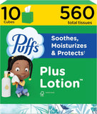 Puffs Plus Lotion Facial Tissues, 10 Cubes, 56 Tissues Per Box