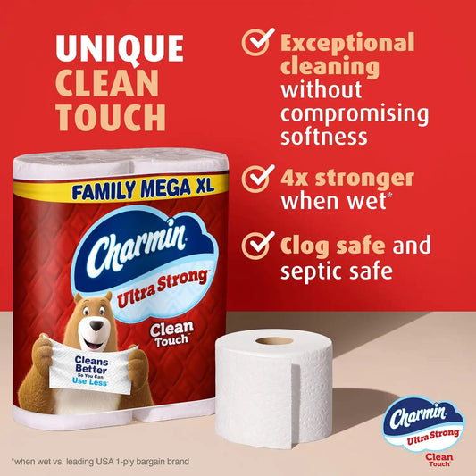 Charmin Ultra Strong Clean Touch Toilet Paper, 18 Family Mega XL Rolls = 126 Regular Rolls (Packaging May Vary)