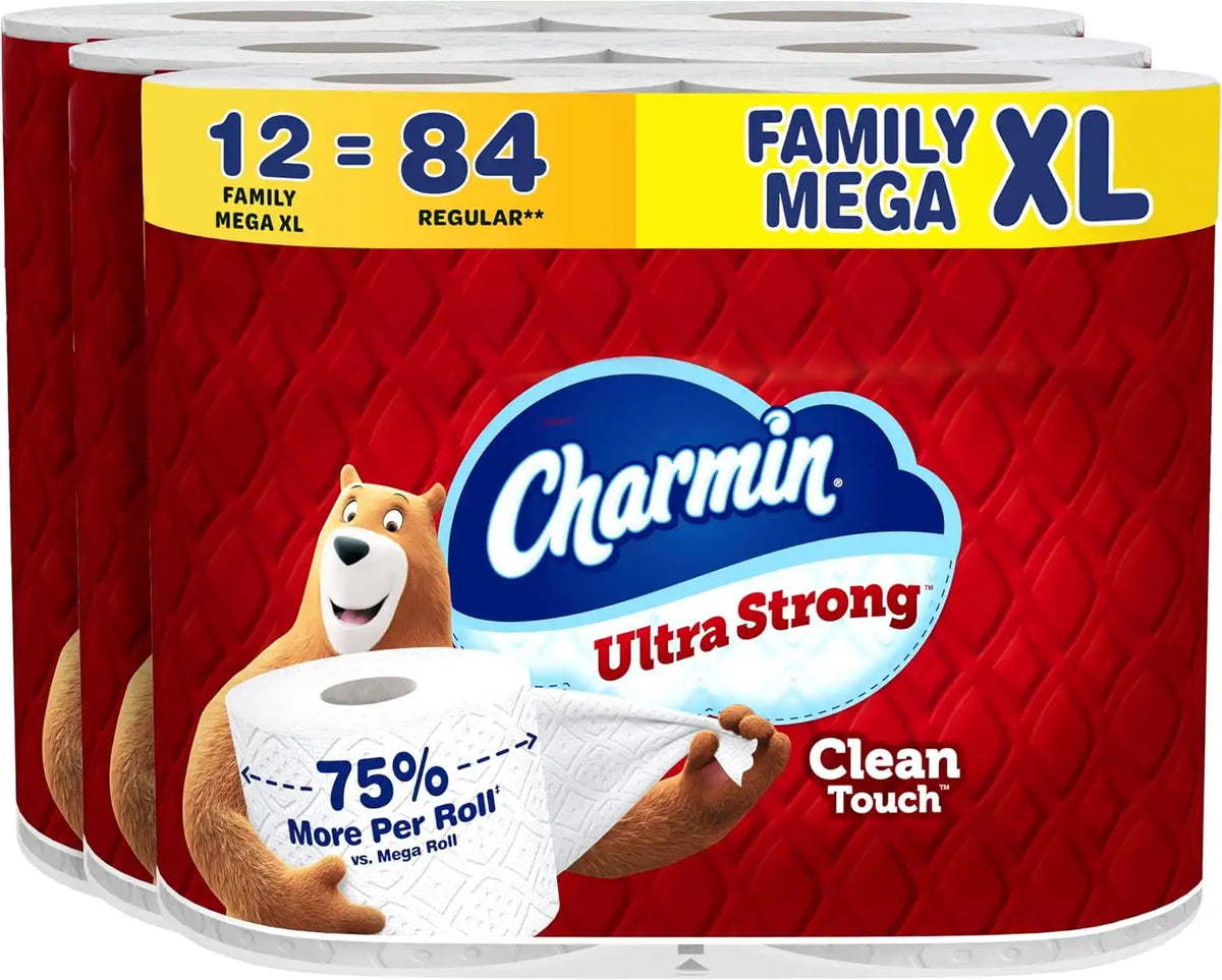 Charmin Ultra Strong Clean Touch Toilet Paper, 12 Family Mega XL Rolls = 84 Regular Rolls (Packaging May Vary)