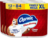Charmin Ultra Strong Clean Touch Toilet Paper, 12 Family Mega XL Rolls = 84 Regular Rolls (Packaging May Vary)