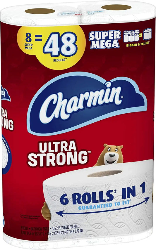 Charmin Ultra Strong Toilet Paper, Super Mega Roll, 8 Count of 426 2-Ply Sheets Per Roll