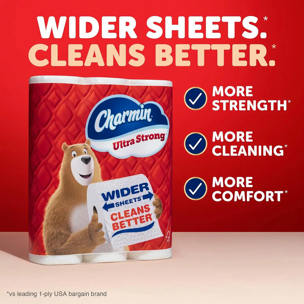 Charmin Toilet Paper Ultra Strong, 12 Mega Rolls = 48 Regular Rolls, 2-ply Bath Tissue