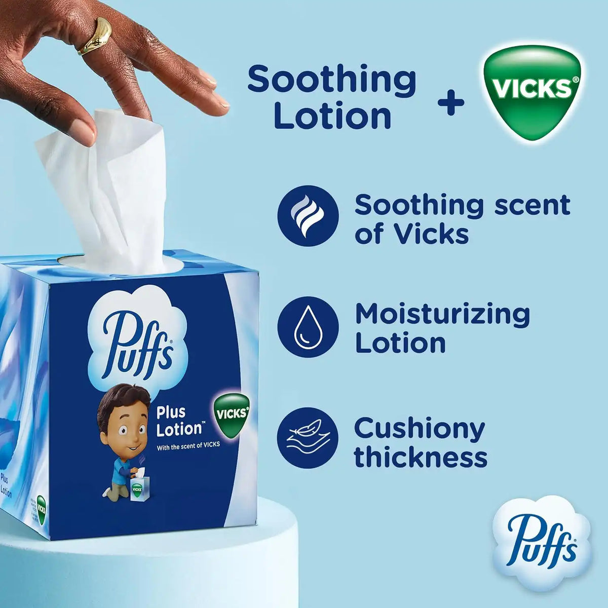 Puffs Plus Lotion with Vicks Facial Tissues, 24 Cubes, 48 Tissues per Box (1152 Tissues Total)