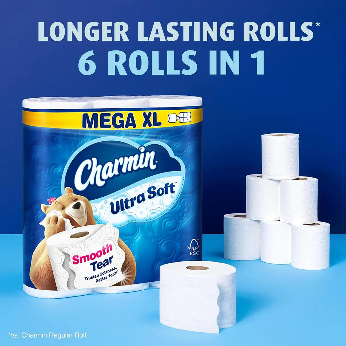 Charmin Ultra Soft Toilet Paper 18 Super Mega Rolls = 108 Regular Rolls