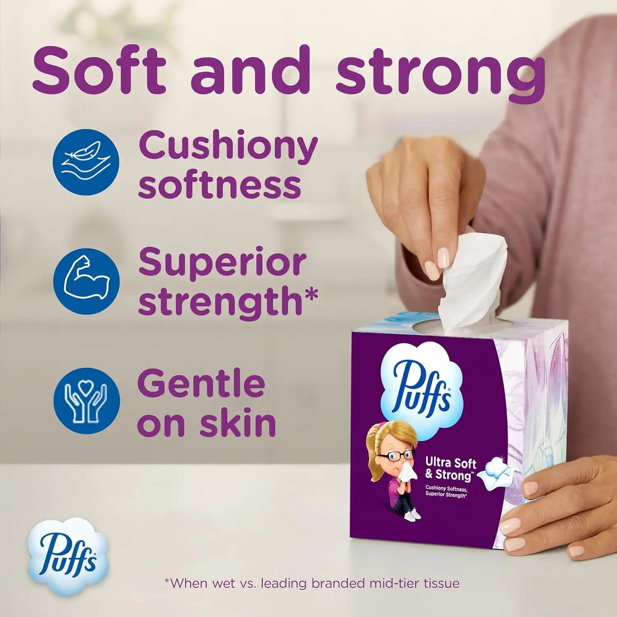 Puffs Ultra Soft Non-Lotion Facial, 8 Family Boxes, 124 Facial Tissues per box