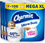 Charmin Ultra Soft Toilet Paper, 18 Mega XL Rolls = 108 Regular Rolls