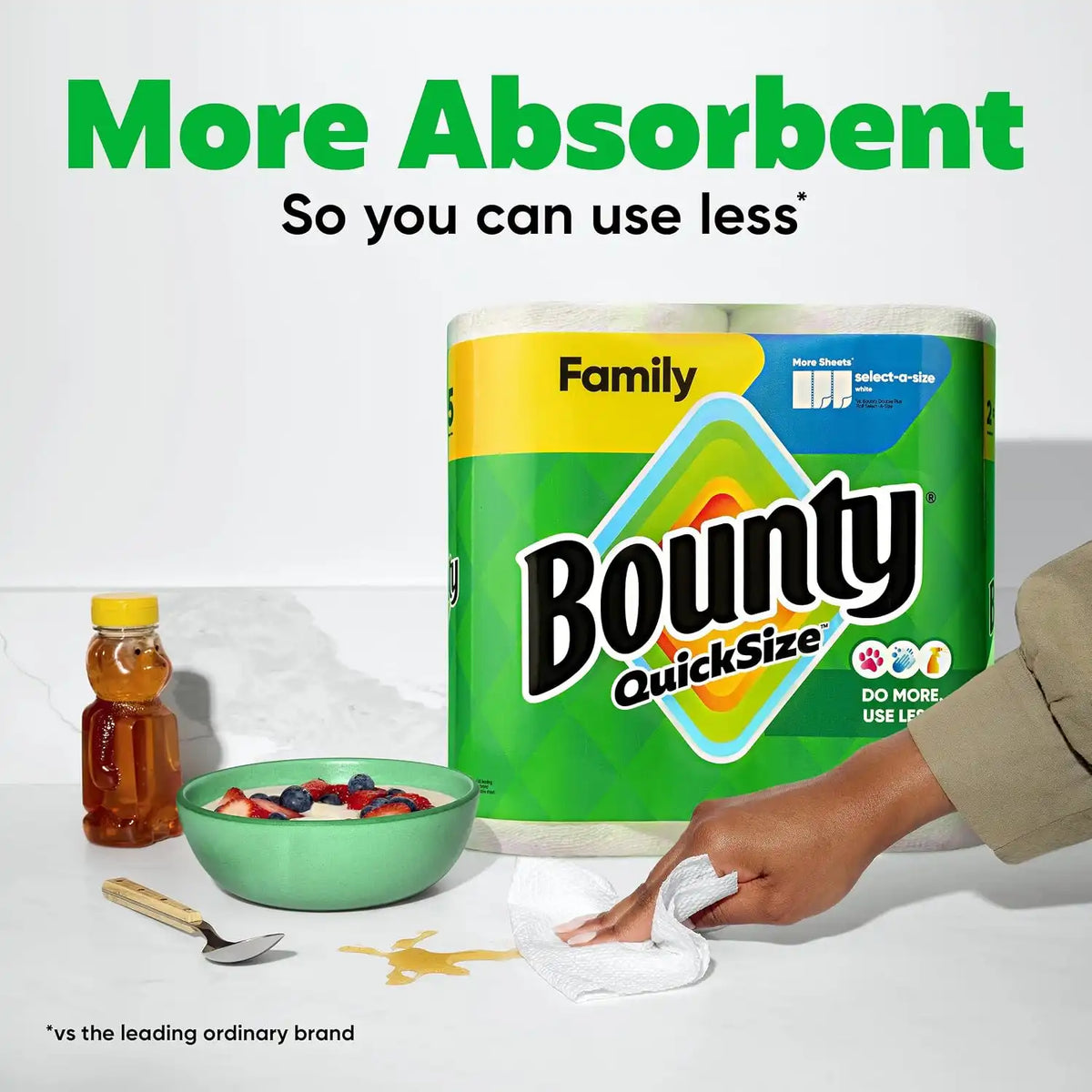 Bounty Quick-Size Paper Towels, 16 Family Rolls = 40 Regular Rolls