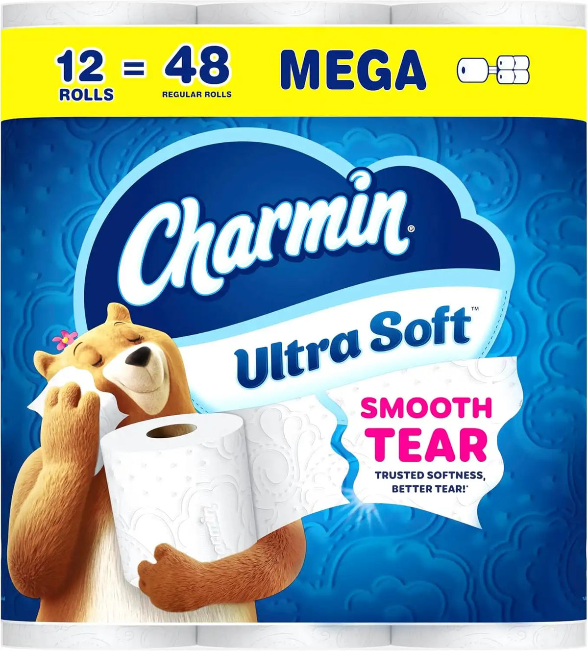 Charmin Toilet Paper Ultra Soft, 12 Mega Rolls = 48 Regular Rolls, 2-ply Bath Tissue