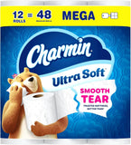 Charmin Toilet Paper Ultra Soft, 12 Mega Rolls = 48 Regular Rolls, 2-ply Bath Tissue