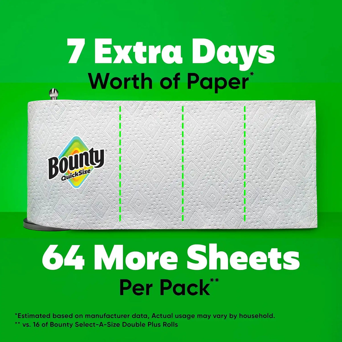 Bounty Quick-Size Paper Towels, 16 Family Rolls = 40 Regular Rolls
